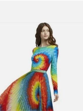 ASO  Paris Hilton - Alice + Olivia VIBRANT Tie Dye top hippie retro buttery soft